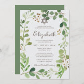 Bat Mitzvah Classic Script Waterverf Foliage Kaart (Voorkant / Achterkant)