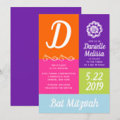 Bat Mitzvah Color Block Invitation Kaart (Voorkant / Achterkant)