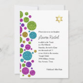 Bat Mitzvah Colorful Glittery Stippen Kaart (Voorkant)