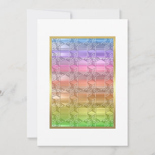 Bat Mitzvah Colorful Rainbow Star Damask Kaart