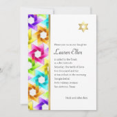 Bat Mitzvah Colorful Star Damask Kaart (Voorkant)
