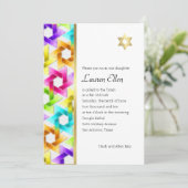 Bat Mitzvah Colorful Star Damask Kaart (Staand voorkant)