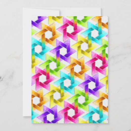 Bat Mitzvah Colorful Star Damask Kaart (Achterkant)