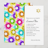 Bat Mitzvah Colorful Star Damask Kaart (Voorkant / Achterkant)