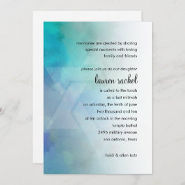 Bat Mitzvah Cool Colors Aqua Blue Paars White Kaart
