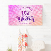 Bat Mitzvah Creatief Retro Boho Roze Oranje Gradië Spandoek (Insitu)