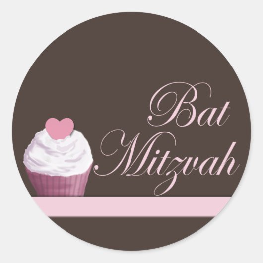 Bat Mitzvah Cupcake Sticker (Voorkant)