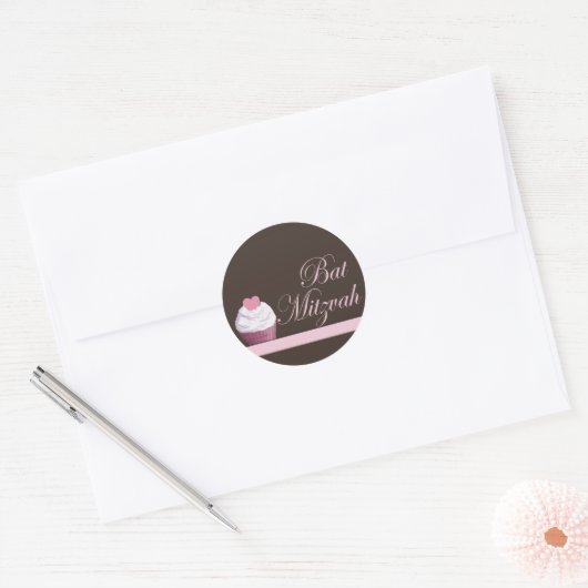 Bat Mitzvah Cupcake Sticker (Envelop)