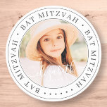 Bat Mitzvah Custom Modern Elegant Chic Photo Ronde Sticker<br><div class="desc">Dit eenvoudige en klassieke ontwerp is samengesteld uit serif typografie en voegt een douanefoto toe. Bedankt dat je naar Bat Mitzvah bent gekomen.</div>