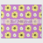 Bat Mitzvah Daisies Radiant Orchid Wrap Paper Cadeaupapier (Vlak)