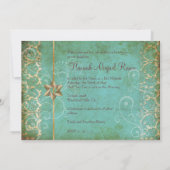 Bat Mitzvah/ Damask/Swirls/aqua Kaart (Achterkant)