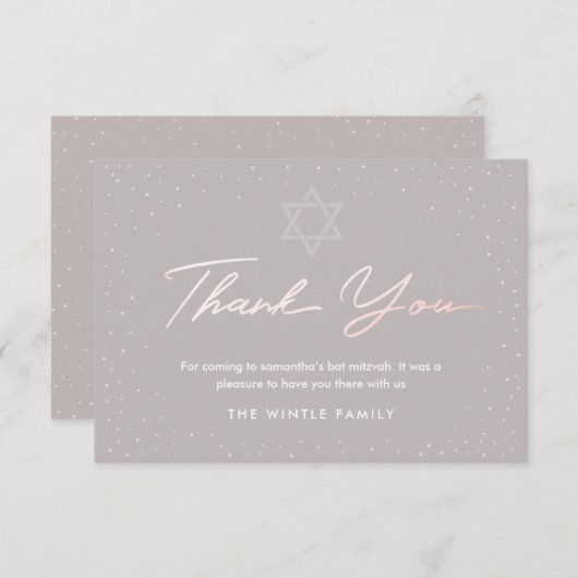 Bat Mitzvah Dank u. Bedankkaart (Voorkant / Achterkant)