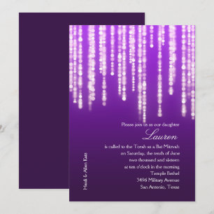 Bat Mitzvah Deep Paarse Sparkly Lichten Kaart
