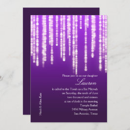 Bat Mitzvah Deep Paarse Sparkly Lichten Kaart