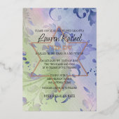 Bat Mitzvah Delicate Floral Waterverf Design Folie Uitnodiging (Voorkant)