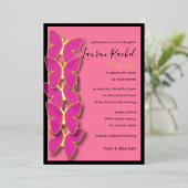 Bat Mitzvah Dimensional Butterfly Border Folie Uitnodiging (Staand Voorkant)