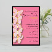 Bat Mitzvah Dimensional Butterfly Border Folie Uitnodiging (Staand Voorkant)