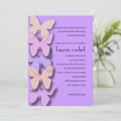Bat Mitzvah Dimensional Butterfly Border Paars Kaart (Staand voorkant)