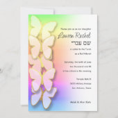 Bat Mitzvah Dimensional Butterfly Rainbow Gradient Kaart (Voorkant)