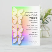 Bat Mitzvah Dimensional Butterfly Rainbow Gradient Kaart (Staand voorkant)