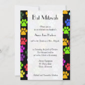 Bat Mitzvah - Dog Paws, Paw prints - Blue Green Kaart (Voorkant)