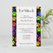 Bat Mitzvah - Dog Paws, Paw prints - Blue Green Kaart (Staand voorkant)