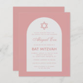 Bat Mitzvah Dusty Roos Arch Budget Pink Uitnodigin (Voorkant / Achterkant)
