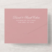 Bat Mitzvah Dusty Roos Pink Simple Calligraphy All In One Uitnodiging (Achterkant)