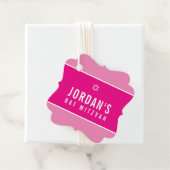 BAT MITZVAH eenvoudig modern leuk helder roze Bedankjes Labels (In situ)