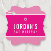 BAT MITZVAH eenvoudig modern leuk helder roze Bedankjes Labels (Voorkant)