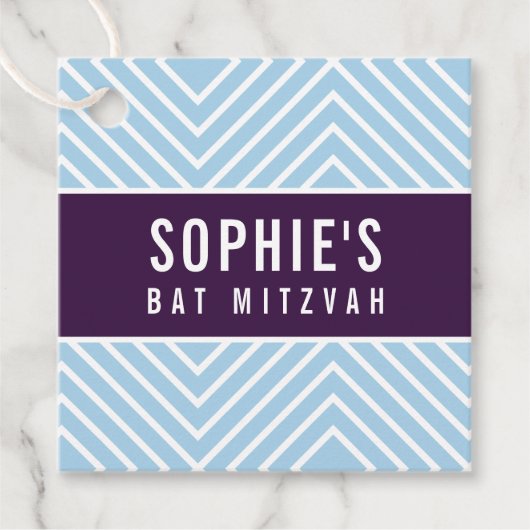 BAT MITZVAH eenvoudig moderne geometrische aubergi Bedankjes Labels (Voorkant)