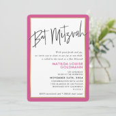 BAT MITZVAH eenvoudige minimalistische moderne roz Kaart (Staand voorkant)