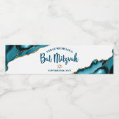 Bat Mitzvah Eenvoudige Moderne Turquoise Gouden Ag Waterfles Etiket (Enkel label)
