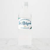 Bat Mitzvah Eenvoudige Moderne Turquoise Gouden Ag Waterfles Etiket (Voorkant)