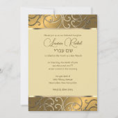 Bat Mitzvah Elegant All Gold Filigree Kaart (Voorkant)