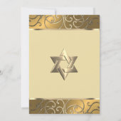 Bat Mitzvah Elegant All Gold Filigree Kaart (Achterkant)