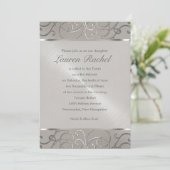 Bat Mitzvah Elegant All Silver Filigree Swirls Kaart (Staand voorkant)