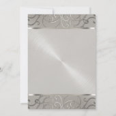 Bat Mitzvah Elegant All Silver Filigree Swirls Kaart (Achterkant)