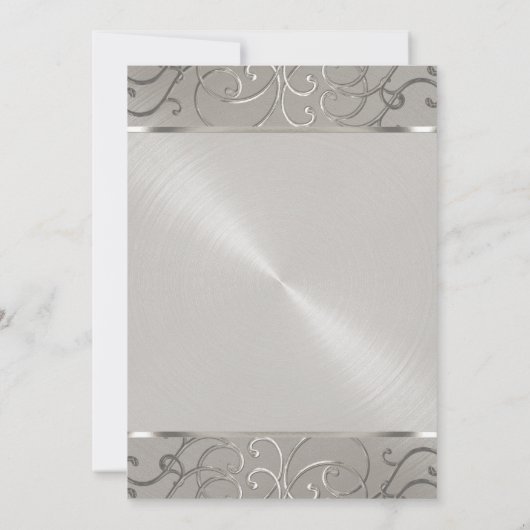 Bat Mitzvah Elegant All Silver Filigree Swirls Kaart (Achterkant)
