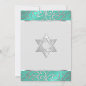 Bat Mitzvah Elegant Aqua Green Silver Filigree Kaart (Achterkant)