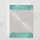 Bat Mitzvah Elegant Aqua Green Silver Filigree Kaart (Achterkant)