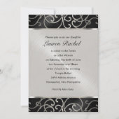 Bat Mitzvah Elegant Black en Silver Filigree Kaart (Voorkant)