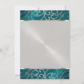 Bat Mitzvah Elegant Blauwgroen Blue en Silver Fili Kaart (Achterkant)