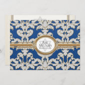 Bat Mitzvah - Elegant Bloemenblad Damast Barok Kaart (Voorkant / Achterkant)