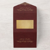 Bat Mitzvah  Elegant Burgundy Gold Script All In One Uitnodiging (Buitenkant)