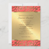 Bat Mitzvah Elegant Coral and Gold Filigree Kaart (Voorkant)