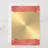 Bat Mitzvah Elegant Coral and Gold Filigree Kaart (Achterkant)