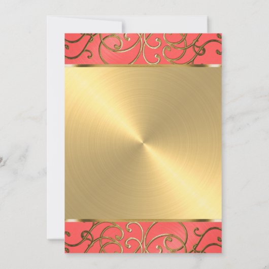 Bat Mitzvah Elegant Coral and Gold Filigree Kaart (Achterkant)