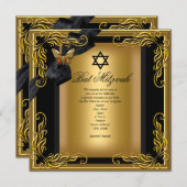 Bat Mitzvah Elegant Gold Black Butterfly Kaart (Voorkant / Achterkant)