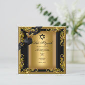 Bat Mitzvah Elegant Gold Black Butterfly Kaart (Staand voorkant)